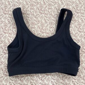 ALO Yoga Navy Ribbed Sports Bra